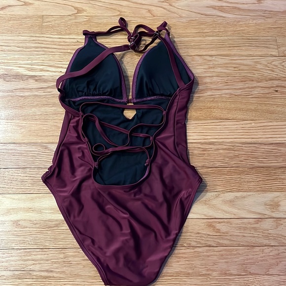 Maroon One Piece Bathing Suit - Picture 3 of 4